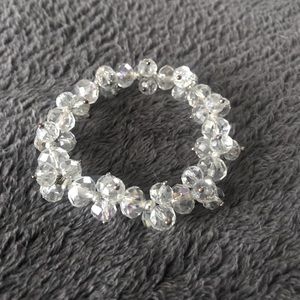 clear chunky beaded elastic stretch bracelet